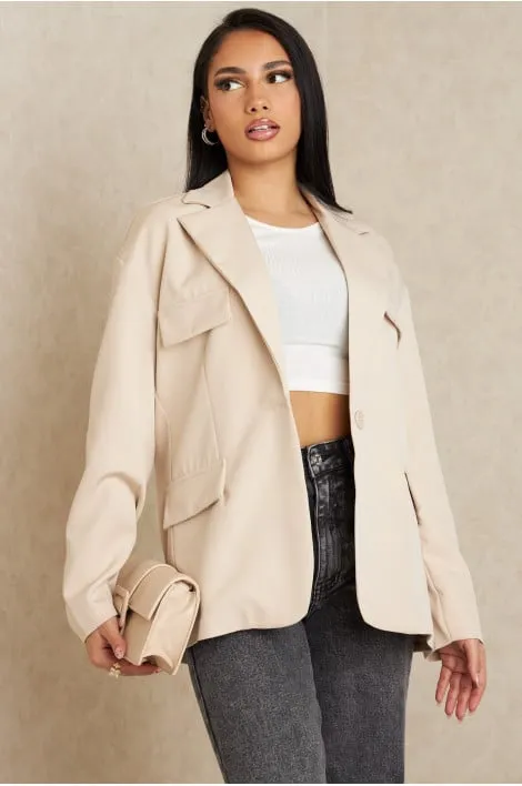 Blazer beige à poches