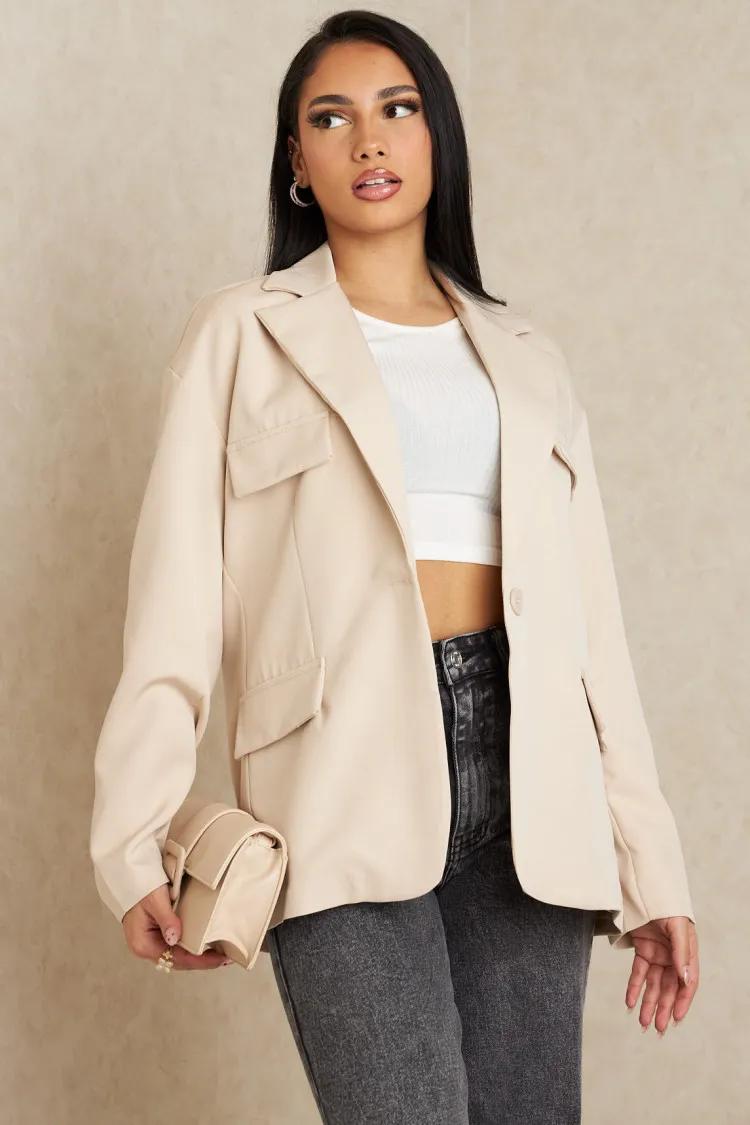Blazer beige à poches
