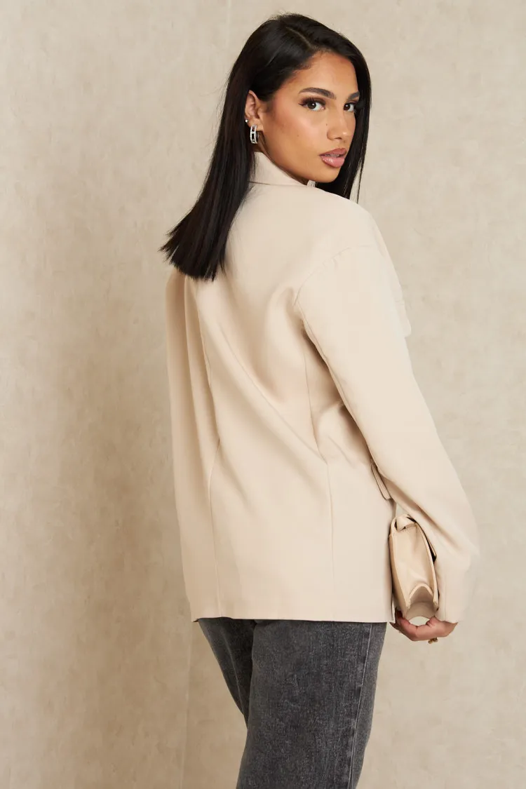 Blazer beige à poches