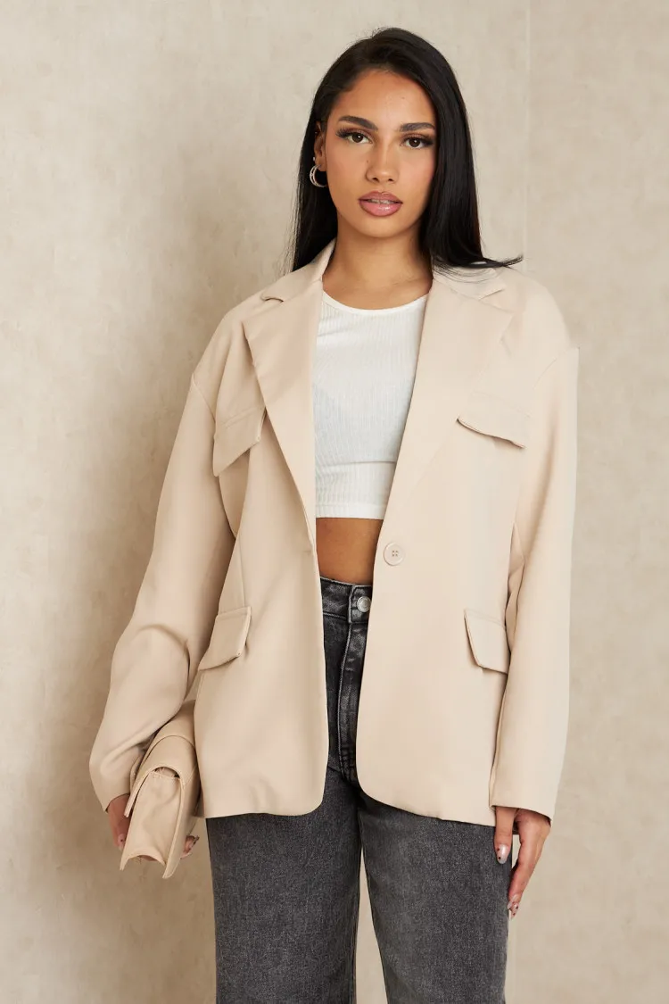 Blazer beige à poches