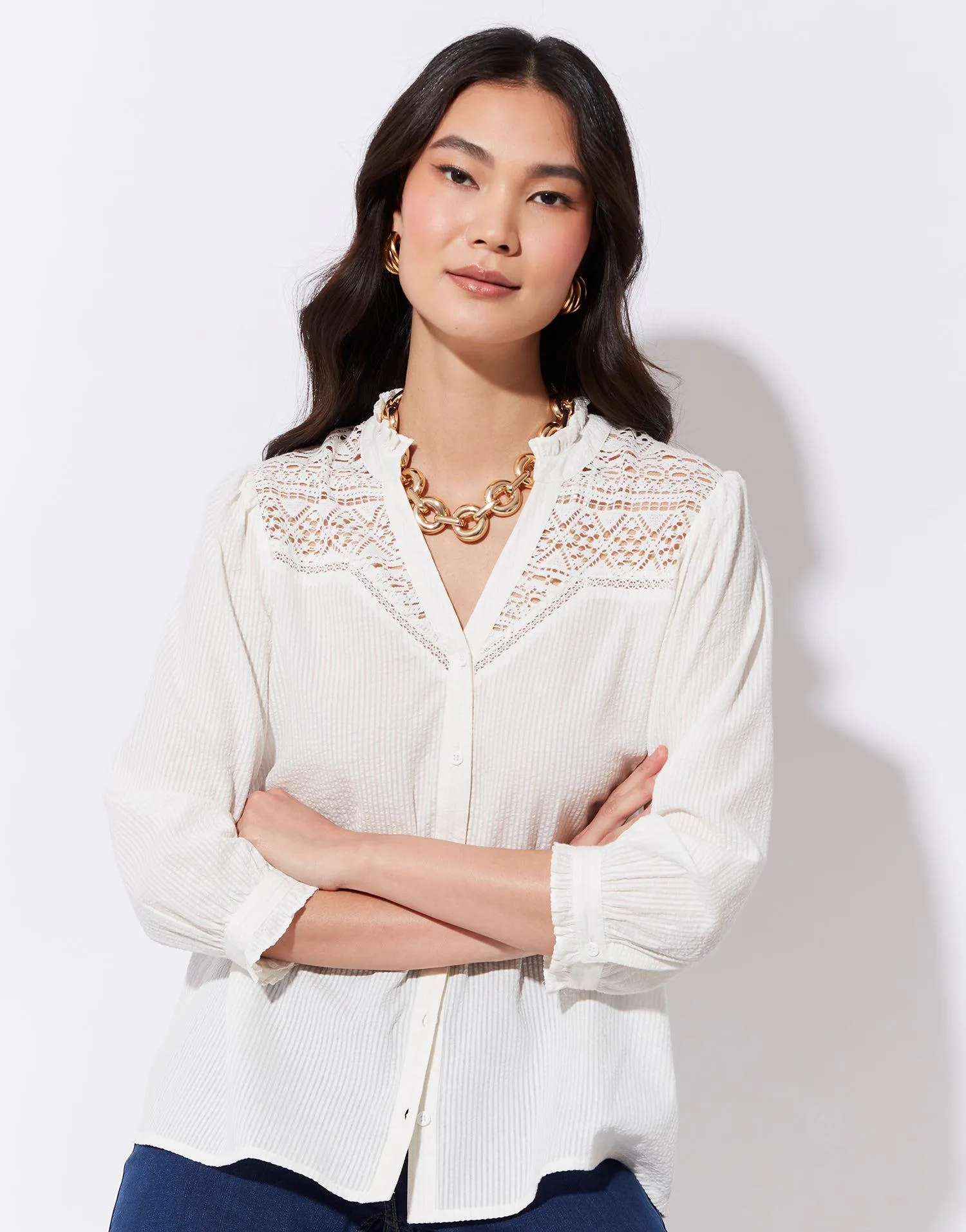 Blouse manches 3/4 unie