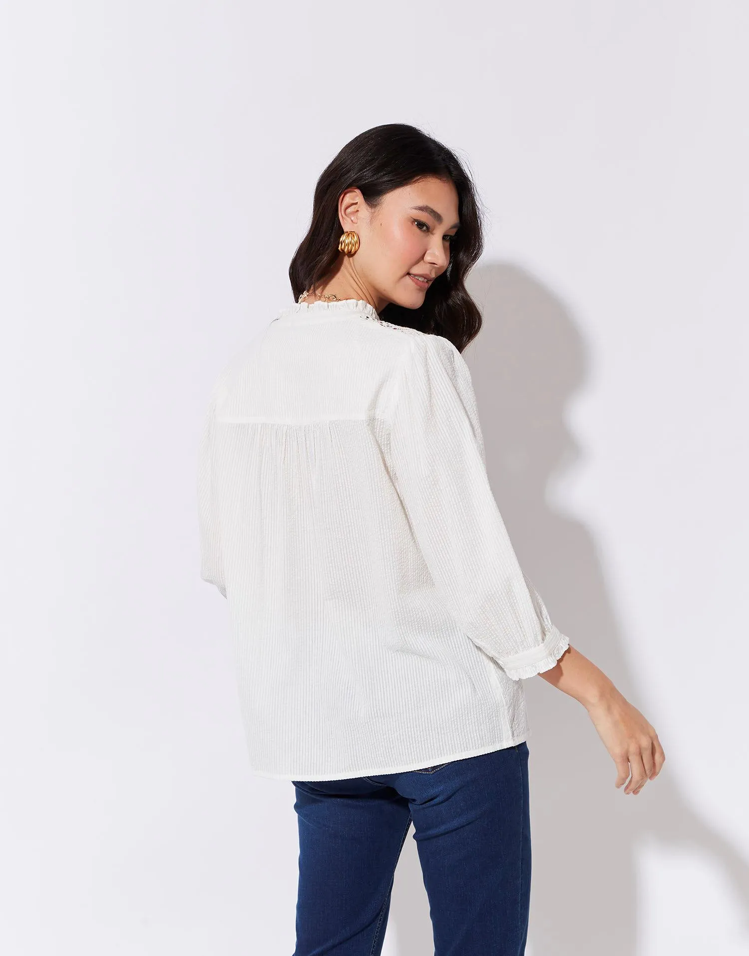 Blouse manches 3/4 unie